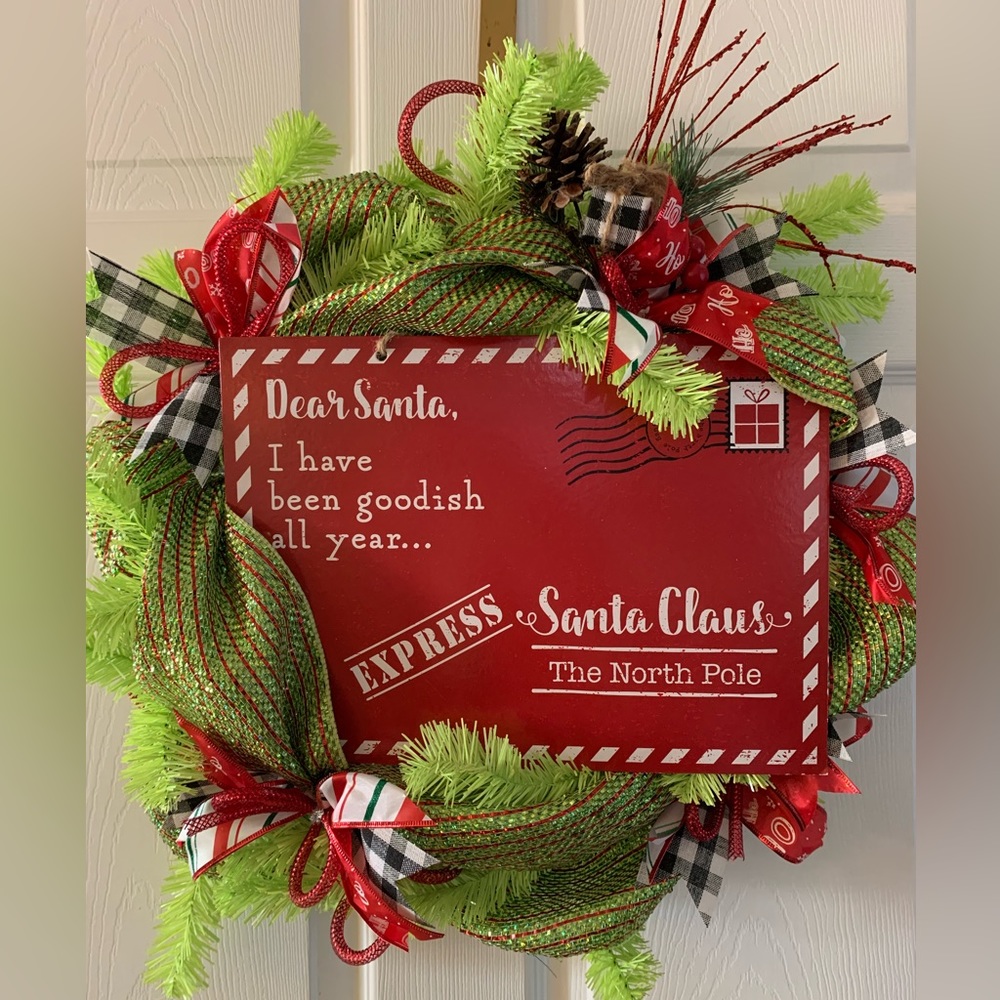 Santa letter Christmas wreath
